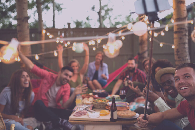 a group of friends taking a group selfie