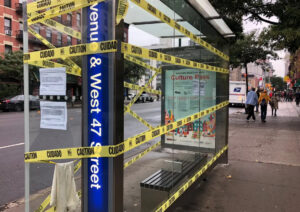 Hazardous bus stop in New York City