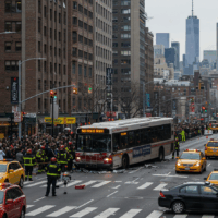 New York City bus accident scene New York City bus accident scene