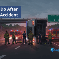 featured-highway-truck-crash-ny Overturned truck and emergency responders on New York highway
