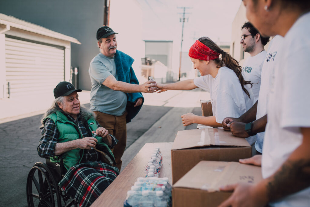Volunteers Giving Water